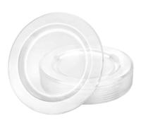 Premium Quality Heavyweight Plastic Plates China Like. Wedding and Party Dinnerware Plastic Plates 7.5 inc, Clear-Value Pack 40 Count