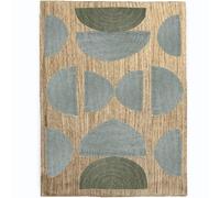 Premium Quality Jute Rug 6x9 Feet Area Rug Natural Fiber Jute Rugs Thick 0.27" Gray Half-Moon Pattern Geometric Rugs for Living Room Kids Room Decorative Floor Home Decor Carpet