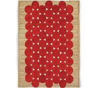 Premium Quality Jute Rug 7x7 Feet Area Rug Natural Fiber Jute Rugs Thick 0.27'' Red Circular Pattern Geometric Square Rugs for Living Room, Kids Room, Indoor Outdoor Carpet
