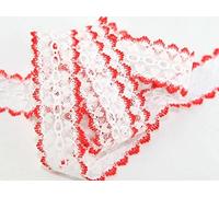 Premium Quality Knitting in Lace Trimming 35mm Wide (Per Metre) - Sewing Knitting Quilt Blanket - Simply Sew Crafty™ (25 Metres, Red)