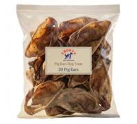 Premium Quality Large Pigs Ears (Pack of 20) | 100% Pork, Natural Dog Treats | High Protein, Low Fat | Hypoallergenic Jumbo Pigs Ears for Dogs | Grain Free Chew | By Trusty Pet Supplies
