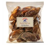 Premium Quality Large Pigs Ears (Pack of 20) | 100% Pork, Natural Dog Treats | High Protein, Low Fat | Hypoallergenic Jumbo Pigs Ears for Do