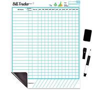 Premium Quality Monthly Bill Tracker Calendar Chart Dry Erase WhiteBoard- Bill Payment, Budget Planner. Keep Track of Expense and Income. Bill Organizer Whiteboard for Refrigerator. Financial Planner