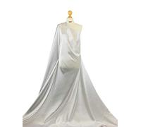 Premium Quality | Plain Stretch Satin Crepe Back | Shiny Spandex Fabric | Bridal Dress Material | SS01 | by FABRIQUES (Ivory, 1 Meter)