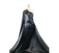 Premium Quality | Plain Stretch Satin Crepe Back | Shiny Spandex Fabric | Bridal Dress Material | SS01 | by FABRIQUES (Black, 8"X8" Sample)