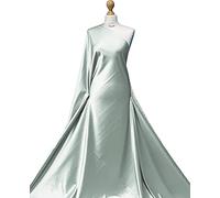 Premium Quality | Plain Stretch Satin Crepe Back | Shiny Spandex Fabric | Bridal Dress Material | SS01 | by FABRIQUES (Ice Green, 1 Meter)