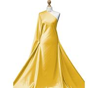 Premium Quality | Plain Stretch Satin Crepe Back | Shiny Spandex Fabric | Bridal Dress Material | SS01 | by FABRIQUES (Light Yellow, 1 Meter)