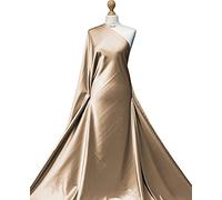 Premium Quality | Plain Stretch Satin Crepe Back | Shiny Spandex Fabric | Bridal Dress Material | SS01 | by FABRIQUES (Camel, 8"X8" Sample)