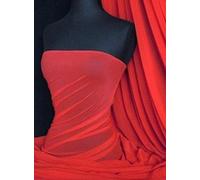 Premium Quality Power Mesh Net Fabric | 4 Way Stretch Sheer Dance Wear Material | Matching Shades in Lycra | 50+ Colours in Stock | Sold by The Metre | by Tia Knight (Bright Red, 1 Metre)