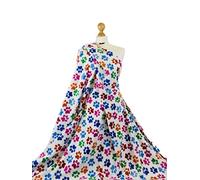 Premium Quality Printed Anti Pill Polar Fleece Hearts, Camouflage, Animal Paws, Spots, Stars, Polka Dots Prints Soft Warm Fabric Material (Ivory Multi Paws, 8"X8" Sample) by FABRIQUES