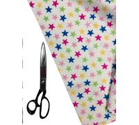 Premium Quality | Printed Anti Pill Polar Fleece | Soft Warm Fabric | PF02 | by FABRIQUES (Ivory Multi Stars, 1 Meter)