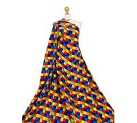 Premium Quality | Printed Anti Pill Polar Fleece | Soft Warm Fabric | PF02 | By FABRIQUES (Yellow Multi Checks, 8"X8" Sample)