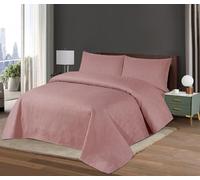 Premium Quality, Quilted Pinsonic Stitching Bedspread/Throw 100% Virgin Polyester Filling, bedding with matching Fitted Sheet Warm and Cosy Throw (Dusky Pink, King Bedspread + Fitted Sheet)