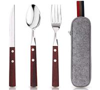 Premium Quality Stainless Steel Travel Utensils Set with case, Healthy & Eco-Friendly 3pc Full Size Fork, Spoon, Portable, Reusable Utensils with case