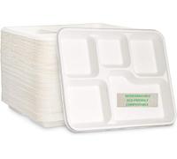 Premium Quality Strong Plates 30cm x 20cm, Super Rigid Bagasse Biodegradable ECO Friendly Dinner Plates - Perfect for Lunch, Dinner, Parties