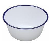 Premium Quality Traditional Enamel White Blue Trim Pudding Basin 12cm