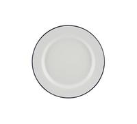 Premium Quality Traditional Enamel White Blue Trim Rice, Pasta, Dinner Plate, Round Pie Plate, Soup Plate, Mixing Bowl, Deep Dish Tableware Crockery (Dinner Plate 24cm)