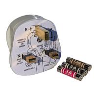 Premium Quality UK Mains 3-Pin Fused Plug - White, Single Unit, CE Certified with Extra 3A, 5A, and 13A Fuses - Durable, Safe, and Reliable for Home Appliances, Electronics, and Power Extensions