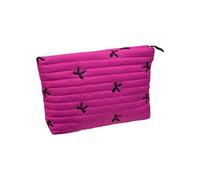 Premium Quilted Cosmetic Pouches Embroidered Bowknot Detailing Zippered Closure Skincare Travel Bag for Toiletries Storage Quilted Cosmetic Organizers