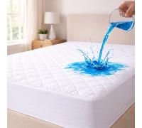 Premium Quilted Single Mattress Protector - 100% Waterproof & Breathable Single Bed Mattress Cover - 30cm Deep Fitted Skirt for Ultimate Comfort and Protection (90 x 190 + 30cm)