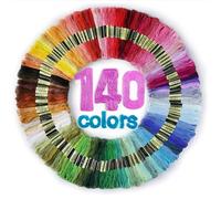 Premium Rainbow Color Embroidery Floss 140 Skeins Per Pack with Cotton for Cross Stitch Threads, Bracelet Yarn, Craft Floss, Aroic Embroidery Floss Set