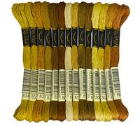 Premium Rainbow Color Embroidery Floss - Cross Stitch Threads - Friendship Bracelets Floss - Crafts Floss - 14 Skeins Per Pack Embroidery Floss, Old Gold Gradient