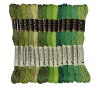 Premium Rainbow Color Embroidery Floss - Cross Stitch Threads - Friendship Bracelets Floss - Crafts Floss - 14 Skeins Per Pack Embroidery Floss, Light Moss Green,Gradient
