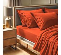 Premium Ranforce Double XL Fitted Sheet (140 x 200 + 30 cm) | 100% Cotton, 145 Thread Count, Cinnamon Colour | Machine Washable at 30°C, Soft & Durable