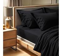 Premium Ranforce Double XL Fitted Sheet (140 x 200 + 30 cm), 100% Cotton, 145 Thread Count, Machine Washable at 30°C, Elegant Black Colour for Ultimate Comfort