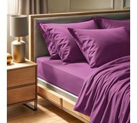 Premium Ranforce Double XL Fitted Sheet (140 x 200 + 30 cm), 100% Cotton, 155 Thread Count, Machine Washable at 30°C, Elegant Purple Colour for Cosy Bedrooms
