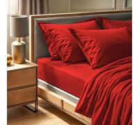 Premium Ranforce King Fitted Sheet (160 x 200 + 30 cm), 100% Cotton, 145 Thread Count, Red, Machine Washable at 30°C, Soft & Durable for Luxurious Comfort