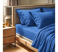 Premium Ranforce King Fitted Sheet (160 x 200 + 30 cm) - 100% Cotton, 155 Thread Count, Machine Washable at 30°C, Elegant Blue Colour for Ultimate Comfort