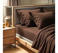 Premium Ranforce Single Fitted Sheet (90 x 200 + 30 cm), Dark Brown, 100% Cotton, 155 Thread Count, Machine Washable at 30°C, Soft and Durable