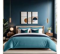 Premium Ranforce Single Quilt Cover, 135 x 200 cm, 100% Cotton, Petrol Blue, Button Closure, 145 Thread Count, Machine Washable at 30°C, Soft and Durable