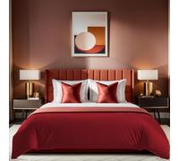 Premium Ranforce Single Quilt Cover (135 x 200 cm), 100% Cotton, Red | Button Closure, 145 Thread Count | Machine Washable at 30°C, Soft & Durable