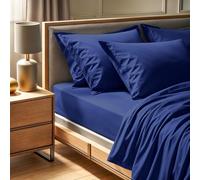 Premium Ranforce Super King Fitted Sheet (180 x 200 + 30 cm) | 100% Cotton, 155 Thread Count, Dark Blue | Machine Washable at 30°C, Soft & Durable