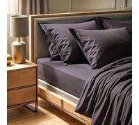 Premium Ranforce Super King Fitted Sheet (180 x 200 + 30 cm) | 100% Cotton, 155 Thread Count, Dark Grey | Machine Washable at 30°C, Soft & Durable