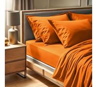 Premium Ranforce Super King Fitted Sheet (180 x 200 + 30 cm), 100% Cotton, 155 Thread Count, Machine Washable at 30 °C, Vibrant Orange for Luxurious Comfort