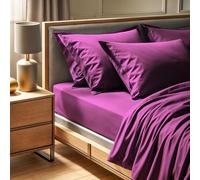 Premium Ranforce Super King Fitted Sheet (180 x 200 + 30 cm) - 100% Cotton, 155 Thread Count, Machine Washable at 30°C, Elegant Purple Colour for Luxurious Comfort