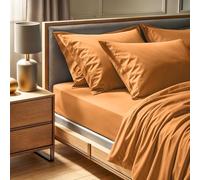 Premium Ranforce Super King Fitted Sheet (180 x 200 + 30 cm), 100% Cotton, 155 Thread Count, Machine Washable at 30 °C, Vibrant Orange for Luxurious Comfort