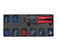 PREMIUM Ratchet Crimper & Assorted Insulated Terminal Set with Modular Tool Tray