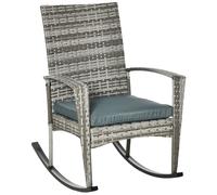 Premium Rattan Rocking Chair - Light Grey | Cushion Included