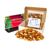 PREMIUM RAW UNSALTED MIX NUTS 700g CHRISTMAS PRESENTS BOX - Contains Almonds, Cashews, Brazil Nuts & Walnuts | Luxury Bulk Nut Selection Box, Assorted Nut Gift Mix