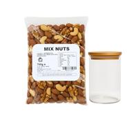 PREMIUM RAW UNSALTED MIX NUTS 700G WITH 800ML JAR - Nutritious Vegan, Keto & Vegetarian Snack Blend | Gourmet Raw Cashews, Almonds, Walnuts & Brazil Nuts for Energy & Wellness