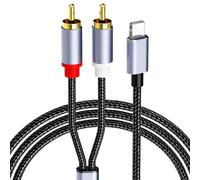 Premium RCA Aux Cable for iPhone 1.2M ,aux to light-ning cable, Nylon Braided Light-ning to 3.5mm Aux Cable, Hi-Fi Audio Stereo Cord for Car/Home/Speakers, Compatible with iPhone 15/14/13/12/11/X/8/7