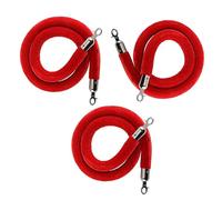 Premium Red Velvet Queue Ropes with Silver Clips - 3-Pack 23.6in Safety Barriers for Events Movie Theaters Grand Openings & Hotel Celebrations