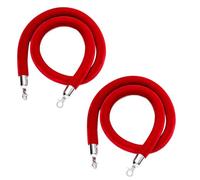 Premium Red Velvet Rope with Silver Hooks - 2.5m Crowd Control Stanchion for Weddings, Parties & Events - Elegant Barrier System for Exhibitions & Venue Management