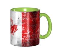 Premium Retro Canada Flag Printed Ceramic Mugâ€“Personalized Green Ceramic Mug, Perfect for Serving Coffee, Tea, and Milk.