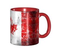 Premium Retro Canada Flag Printed Ceramic Mugâ€“Personalized Red Ceramic Mug, Perfect for Serving Coffee, Tea, and Milk.