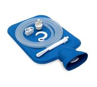 Premium Reusable 2-in-1 Rubber Hot Water Bottle & Enema Bag Kit Combo for Pain Relief & Gentle Colon Cleansing Detox & Hygiene, Leak-Proof & Durable Design - 2 Quart Capacity, Blue Color